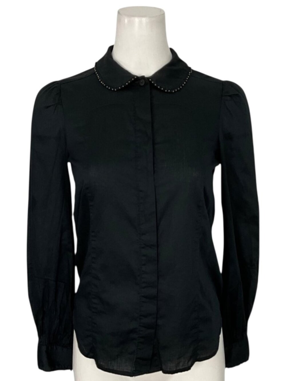 See By Chloe Peter Pan Collar Beaded Blouse 2 Black